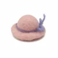 Mini cappello a cilindro in feltro di lana accessorio per bambole rosa con fiocco decoro - Rosa