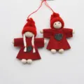 Christmas couple doll pendants cute wooden head felt hanging ornaments for home tree decor SKU - D321-810