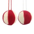 Palla in feltro di lana a strisce rosso e bianco, decorazione appendibile da 5cm per albero. - Palla di Natale a Strisce / Colore misto