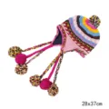 Gorro de Lana Hecho a Mano Nepalí Arcoíris con Borlas Gorro de Invierno Cálido - Estilo trenzado 5