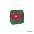 Christmas gift crochet brooch green box red ribbon 4x4cm handmade knitted DIY festive accessory - Green Gift Box