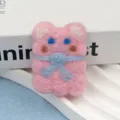 Handgemachte rosa Wollfilz Bären Keks Zubehör, süßer DIY Bastel Cookie Anhänger Schmuck. - Bärenkekse [Rosa]