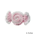 Handmade crochet pink white candy shape charm for brooch hair clip bouquet decor 6.5cm - Pink Candy