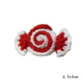 Handmade crochet candy hair clip brooch Christmas bouquet decor red white wool craft accessory - Red Candy