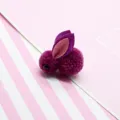Purple pom pom rabbit hair accessory DIY craft material, cute felt ears and fluffy design. - Deep purple