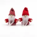 Christmas gnome doll couple set, cute knitted Santa plush ornaments for holiday home decor. - D321-829