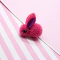 Pink fluffy felt bunny hair ring accessory, cute rabbit pom-pom DIY material for styling. - Rose Red