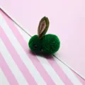 Green felt rabbit pom-pom diy accessory, cute mini bunny ears craft material for handmade items. - Verdant