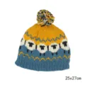 Gorro de lana tejido a mano con pompón cálido invierno estilo étnico patrón de oveja 25x27cm - Corderito estilo 4