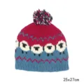 Gorro de invierno de lana tejido a mano con bonito patrón de ovejas y pompón colorido para mujeres. - Corderito estilo 6