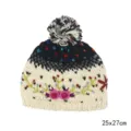 Gorro de lana hecho a mano con bordado floral colorido y pompón esponjoso sombrero de invierno - Estilo bordado 1