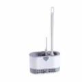 Conjunto de escobilla de baño blanca y gris con soporte herramienta de limpieza compacta - Blanco