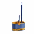 Set de Escobilla de Baño Azul Naranja Plástico Soporte Limpieza Baño Compacto. - Azul marino