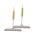 Mini silicone squeezer set of 2 for bathroom glass and countertop cleaning with green handle. - 2 Pieces/Pack / Elegant White