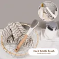 Multifunctional shoe brush with beech wood handle and durable PBT hard bristles for deep cleaning. - Shoe Brush / Gray