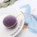 Wool felt macaron ball pendant handmade bag charm cute Christmas tree hanging ornament purple - Purple