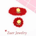 Handmade crochet tulip hair clip or brooch cute wool flower accessory for sweet girls - Long Tulip / Red