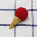 Ice cream wool ball cone DIY accessory for hair clips, bouquet and Christmas tree decoration - Bright Red