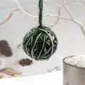 Christmas decorative hanging ball 5cm two-color yarn winding handmade DIY home decor - Green