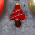Felt Christmas tree pendant wool craft DIY holiday decoration red green cute accessory SKU - Red