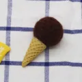 Ice cream cone wool ball DIY charm accessory for handmade hair clips and festival decoration. - Coffee