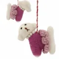 Wool Felt Puppy Hanging Pendant Cute Dog Bag Charm Keyring Handmade Toy Decoration Pink Skirt - Pink Pearl Dog
