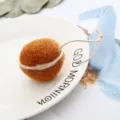 Wool felt macaron cake handmade bag pendant Christmas tree ornament with rope biscuit decoration - Orange