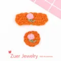 Handmade crochet tulip hair clip cute orange floral accessory for girls daily wear style - Long Tulip / Orange