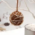 Christmas hanging ornament 5cm brown white yarn ball handmade DIY home decoration - Turmeric