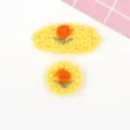 Handmade crochet tulip flower brooch accessory, cute yellow wool knit floral pin jewelry. - Yellow