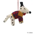 Handmade felt dog plush hanging ornament cartoon animal keychain bag pendant 14.5x8cm - Plaid Shirt Dog