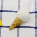 Ice cream cone DIY accessory white wool ball resin craft charm for handmade jewelry decoration - White
