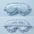 Light blue leopard print satin sleep mask with cute ruffles comfortable shading for travel nap - Light Blue