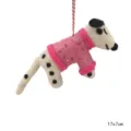 Handmade wool felt spotted puppy hanging ornament cute pink sweater key ring bag pendant. - Puppy in Pink Shirt