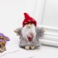 Wool felt Christmas gnome doll DIY craft accessory red hat grey body holiday tree decor - Elderly Grey