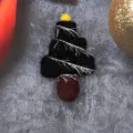Felt Christmas tree pendant woolen ball ornament craft for holiday gift box decoration - Black