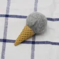 Ice cream cone DIY charm with grey wool ball, resin base decorative craft accessory for handmade. - Gray