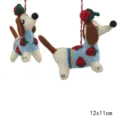 Cute felt dog hanging ornament with strawberry design, handmade plush key chain bag pendant. - Blue Strawberry Dog