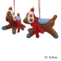 Handmade wool felt puppy hanging ornament cute cartoon Christmas dog pendant for bag decor. - Brown Vintage Dog