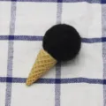Black ice cream cone wool ball DIY accessory for handmade hair ornaments and craft decoration. - Black
