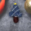 Wool felt Christmas tree pendant charm DIY holiday craft accessory for gift box wreath. - Denim Blue