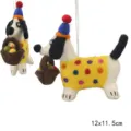 Wool felt puppy dog hanging ornament handmade cute cartoon animal keychain bag pendant decor - Yellow Dog
