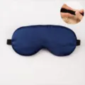 Dark blue imitation silk sleep mask, soft breathable night eye cover with adjustable elastic strap. - Navy Blue