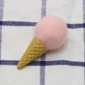 Pink wool felt ice cream cone DIY craft accessory for kids hair clips and handmade decos. - Light Pink