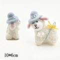Handmade wool felt sheep doll pendant with blue hat cute animal keychain accessory variant - Little Lamb with Top Hat