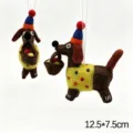 Wool felt dog hanging ornament cute puppy keychain bag pendant party decoration 12.5x7.5cm - Yellow Dog