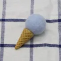 Cute blue wool ice cream cone DIY charm for kids hair accessories and Christmas tree decor - Light Blue