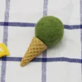 Green felt ball ice cream cone DIY craft accessory for children hair clips and holiday gifts - Grass Green