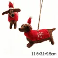 Wool felt Christmas puppy pendant cute dog doll bag hanging ornament holiday decoration gift - Christmas Dachshund