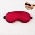 Red double-sided silk sleep mask with adjustable strap breathable light-blocking for travel nap - Burgundy